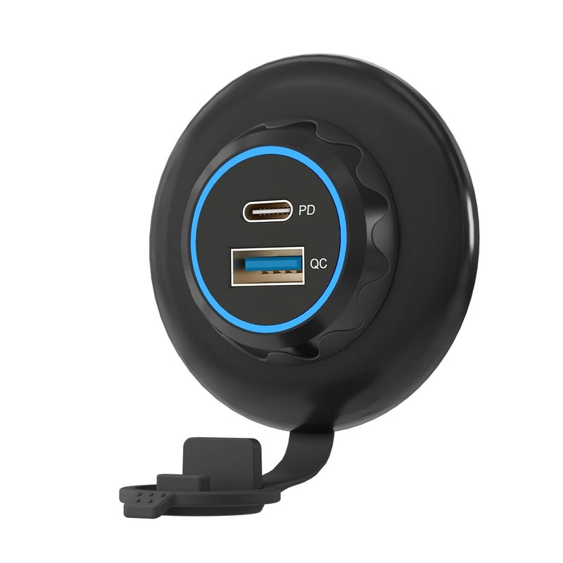 Bluejw Fast Car Charger DC 12V/24V QC3.0 USB Type C PD3.0 Dual USB Socket Automobile Adapter for Car Bus Marine - Image 2